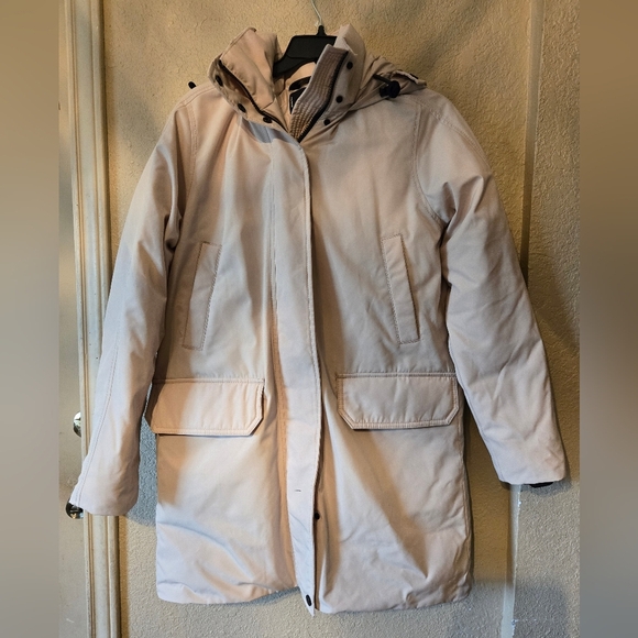 EVERLANE ReNew Military Parka Coat Cashew Beige Drawstring Hood small - Picture 5 of 16